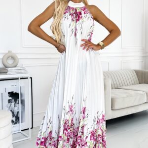 Sukienka Model 456-2 Ester White/Pink_Flowers - Numoco
