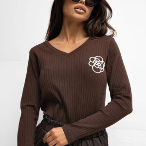 Bluzka Model RV-BZ-A1057.15P Dark Brown - Rue Paris