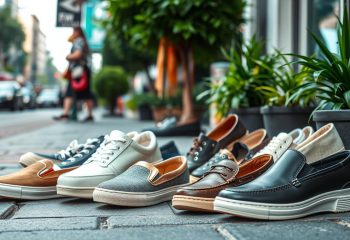 Buty damskie ustawione na chodniku