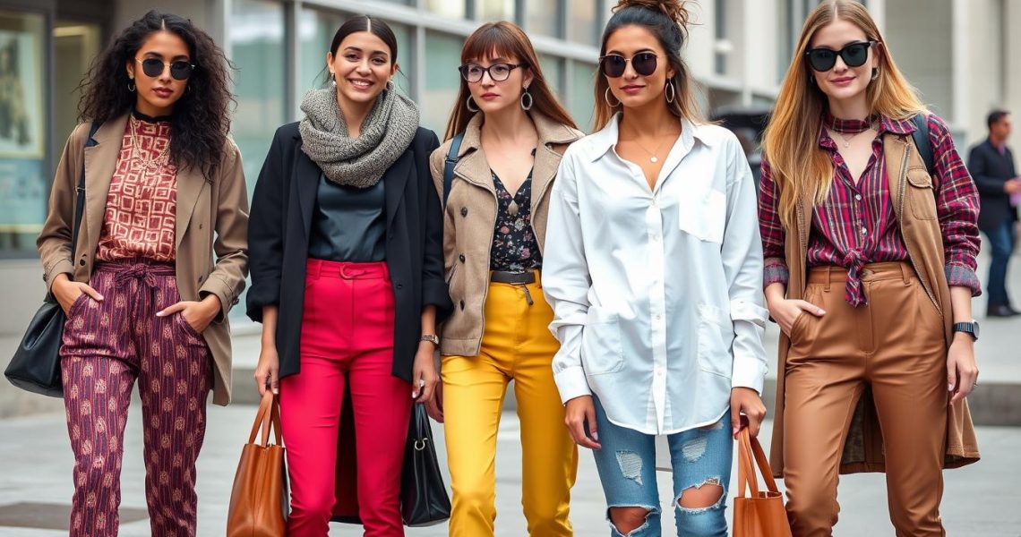 Kobiety w miejskich stylizacjach damskich